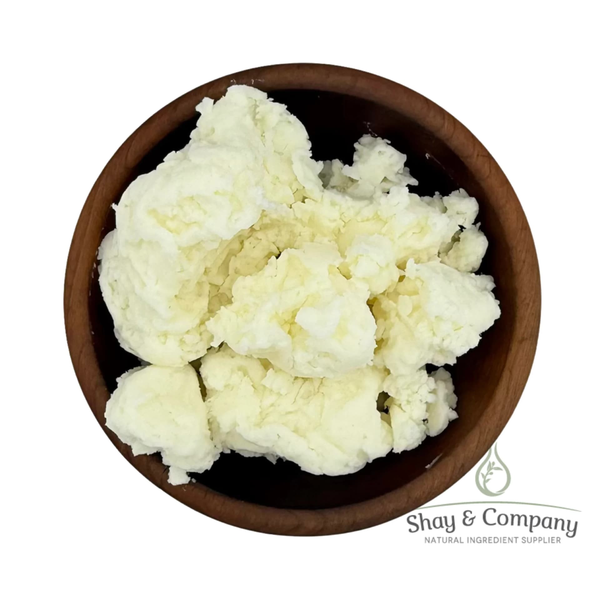 Shea butter in wooden bowl from natural ingredient supplier Shay & Company.