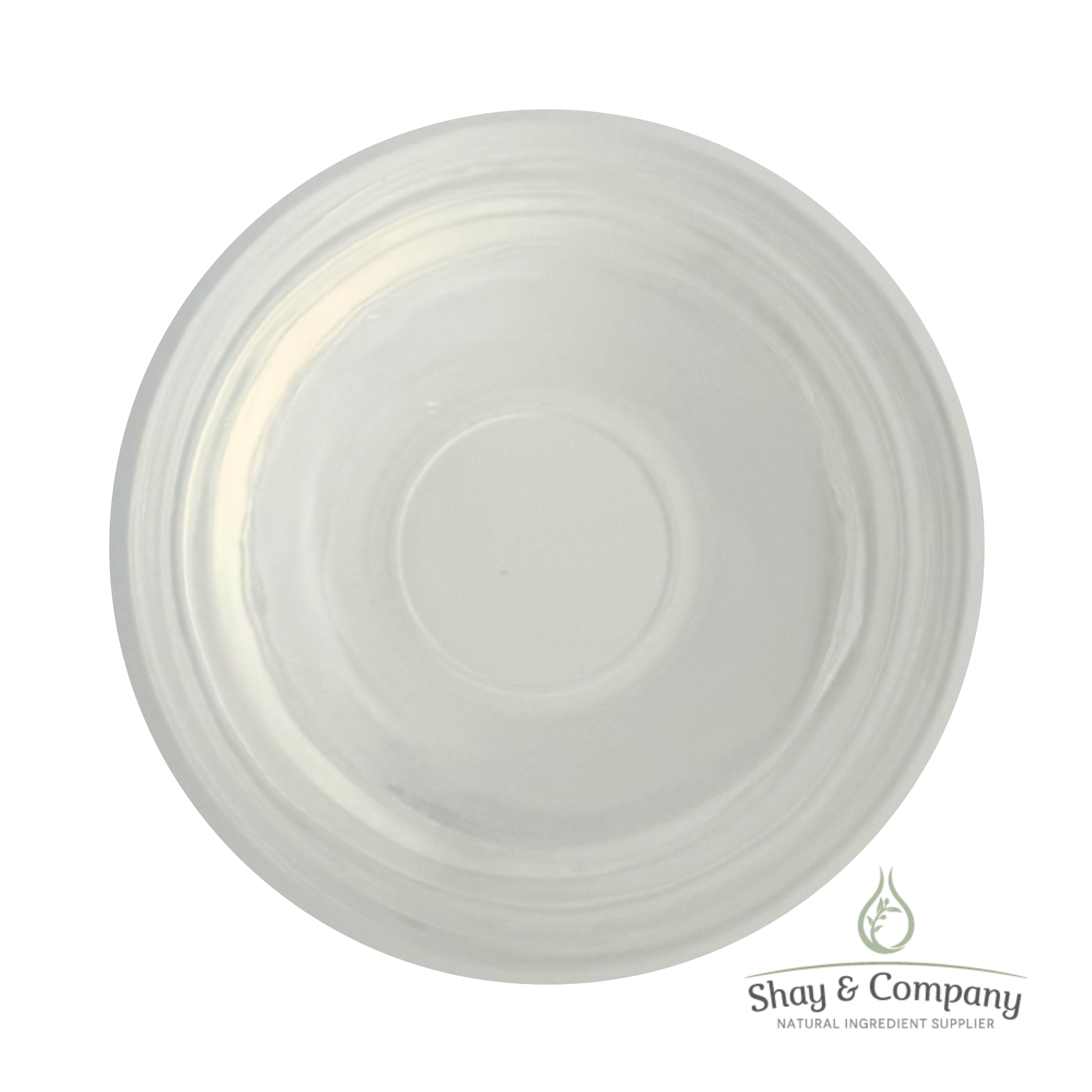 Translucent round plastic lid with concentric ridges from Shay & Company natural ingredient supplier.